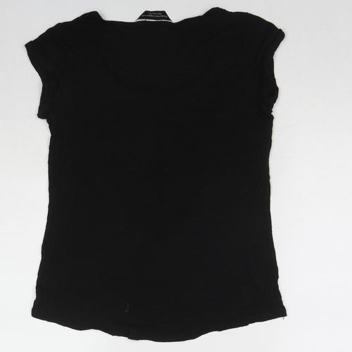 Dorothy Perkins Womens Black Cotton Basic T-Shirt Size 10 Round Neck