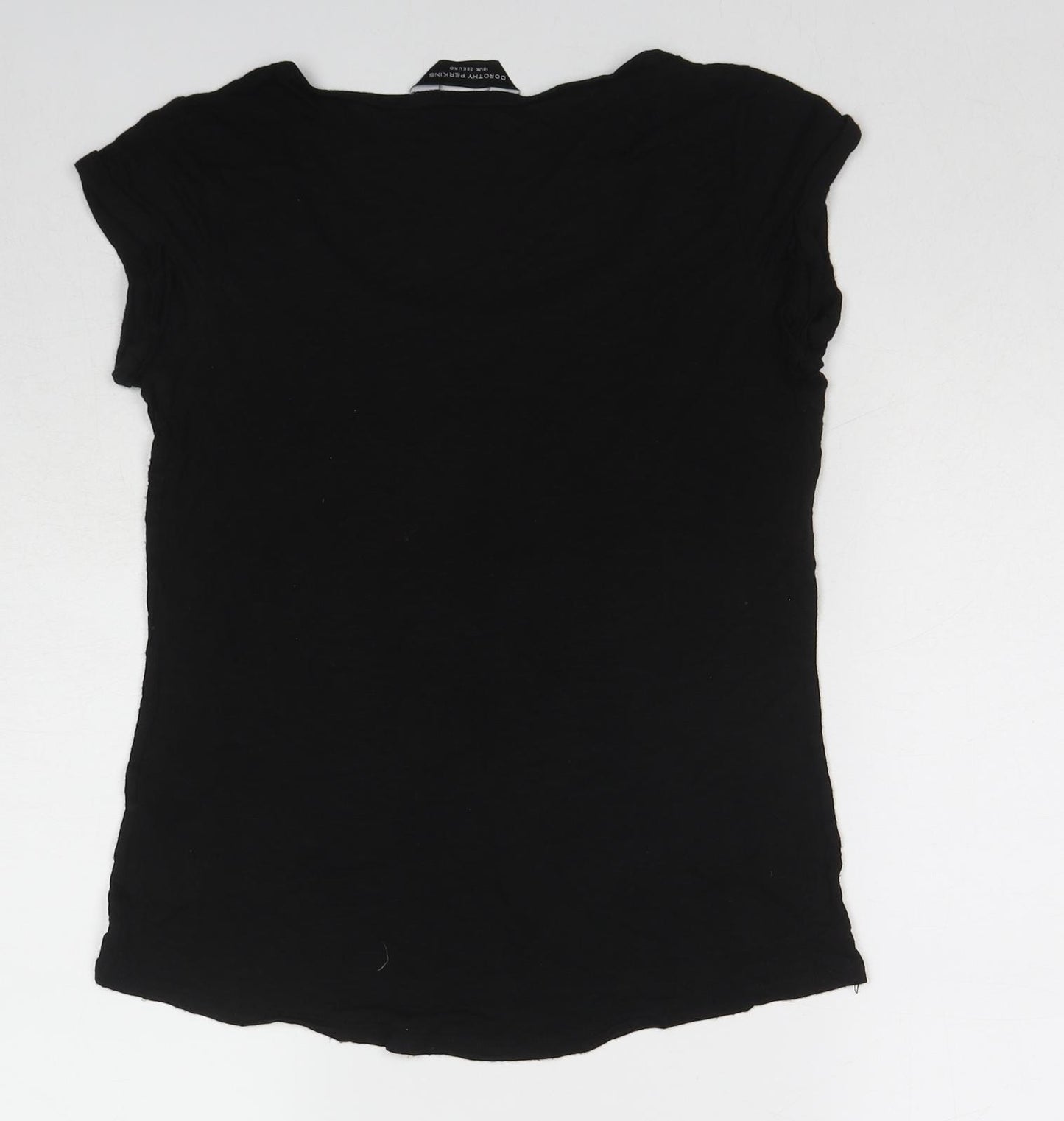 Dorothy Perkins Womens Black Cotton Basic T-Shirt Size 10 Round Neck