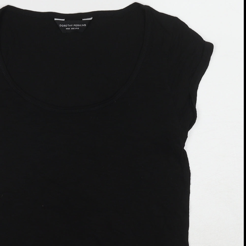 Dorothy Perkins Womens Black Cotton Basic T-Shirt Size 10 Round Neck