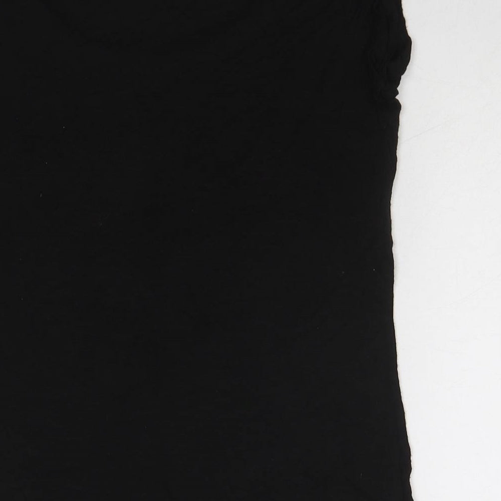 Dorothy Perkins Womens Black Cotton Basic T-Shirt Size 10 Round Neck