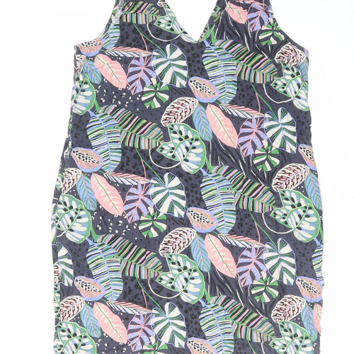 NEXT Womens Multicoloured Geometric Linen Tank Dress Size 16 V-Neck Pullover