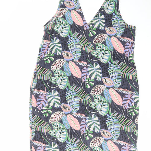 NEXT Womens Multicoloured Geometric Linen Tank Dress Size 16 V-Neck Pullover