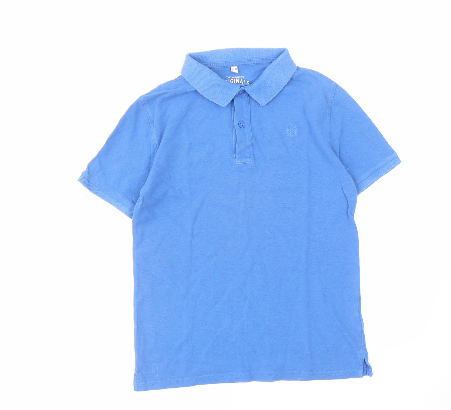 Marks and Spencer Boys Blue Cotton Pullover Polo Size 10-11 Years Collared Button