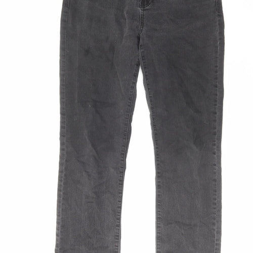 TU Womens Grey Cotton Straight Jeans Size 12 L29 in Regular Zip