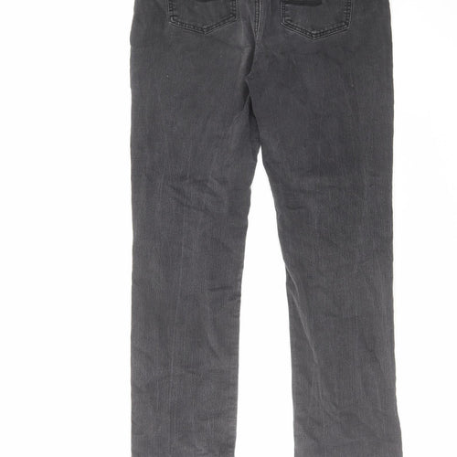 TU Womens Grey Cotton Straight Jeans Size 12 L29 in Regular Zip