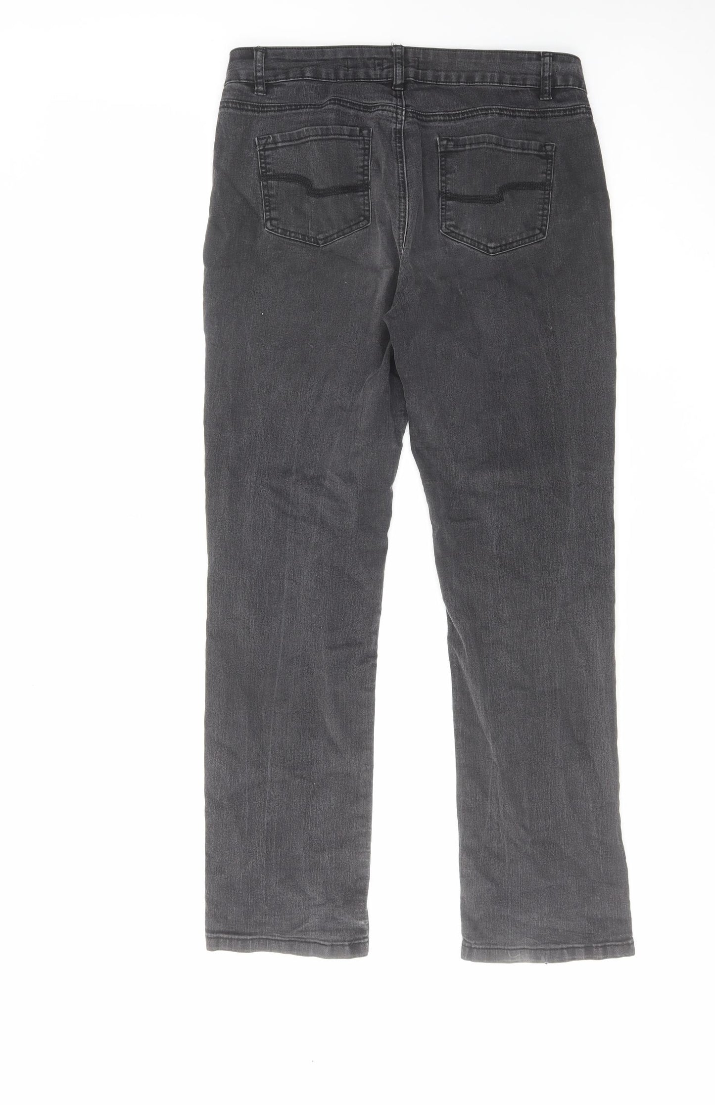 TU Womens Grey Cotton Straight Jeans Size 12 L29 in Regular Zip