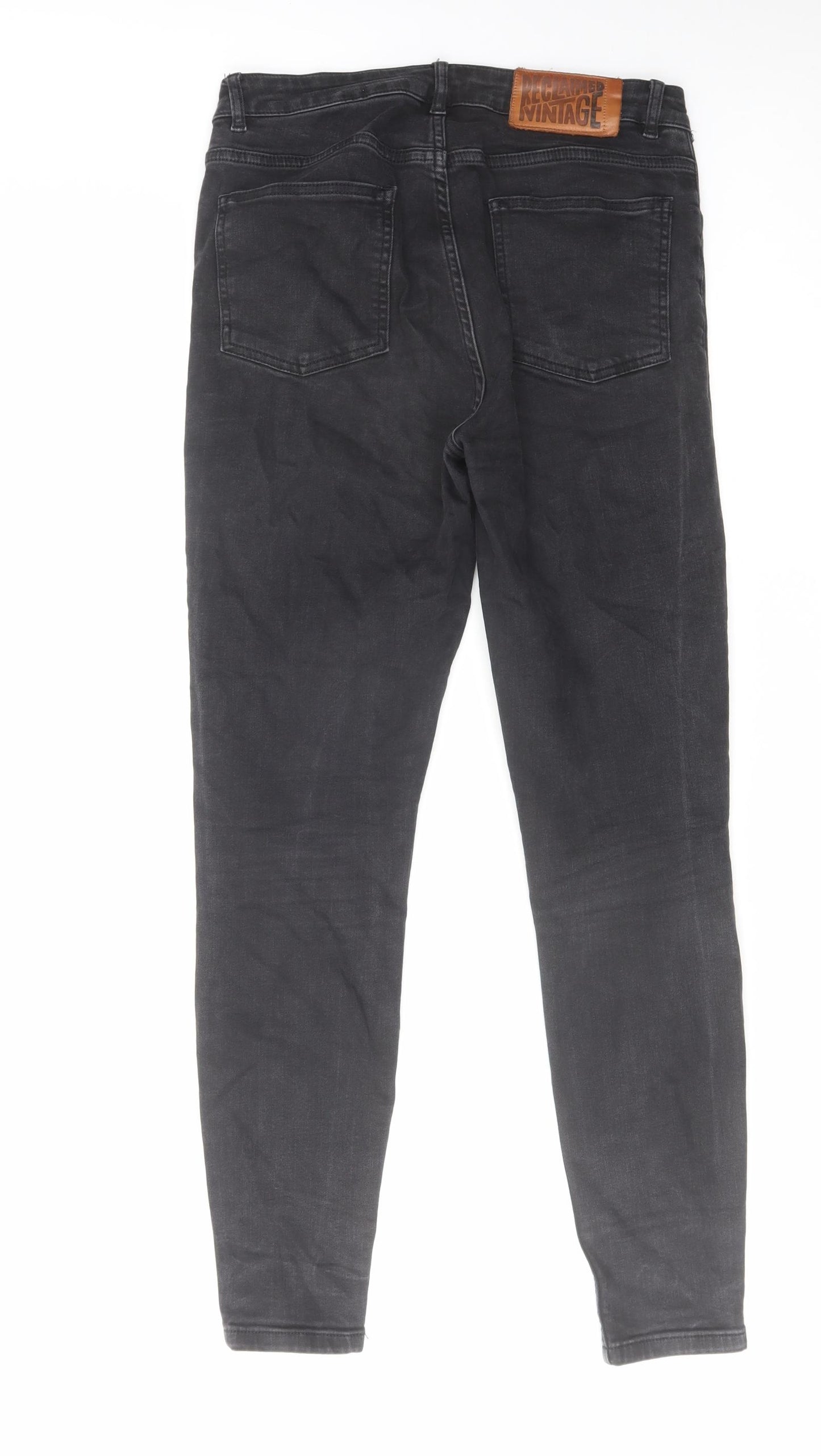 Reclaimed Vintage Womens Black Cotton Skinny Jeans Size 30 in L29 in Regular Zip