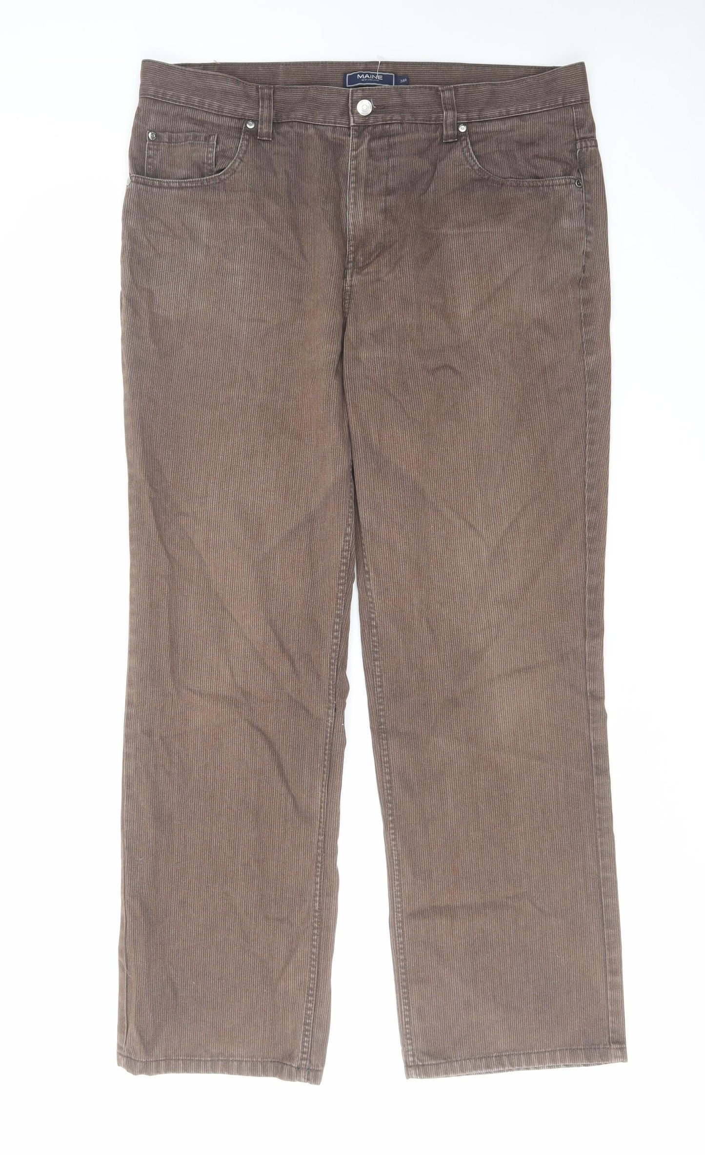 Maine Mens Brown Cotton Bootcut Jeans Size 38 in L31 in Regular Zip