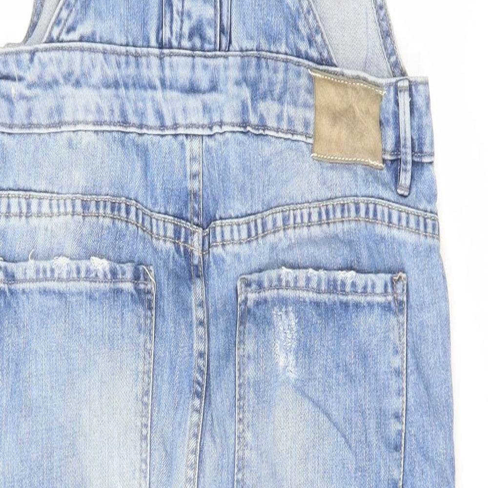 Zara Womens Blue Cotton Dungaree One-Piece Size S L26 in Zip - Distressed