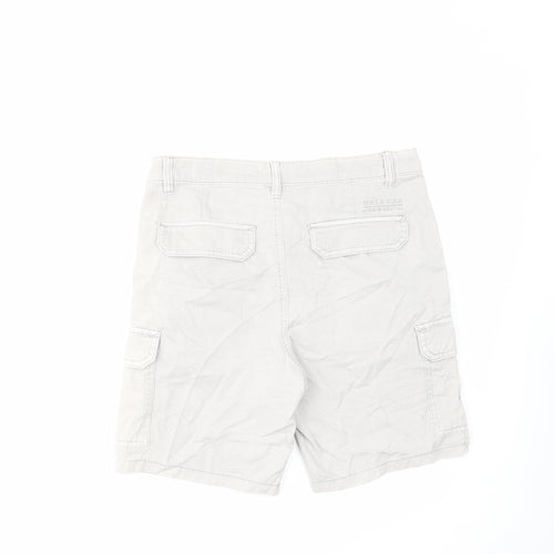 New Look Mens Grey Cotton Cargo Shorts Size 30 in L8 in Regular Zip