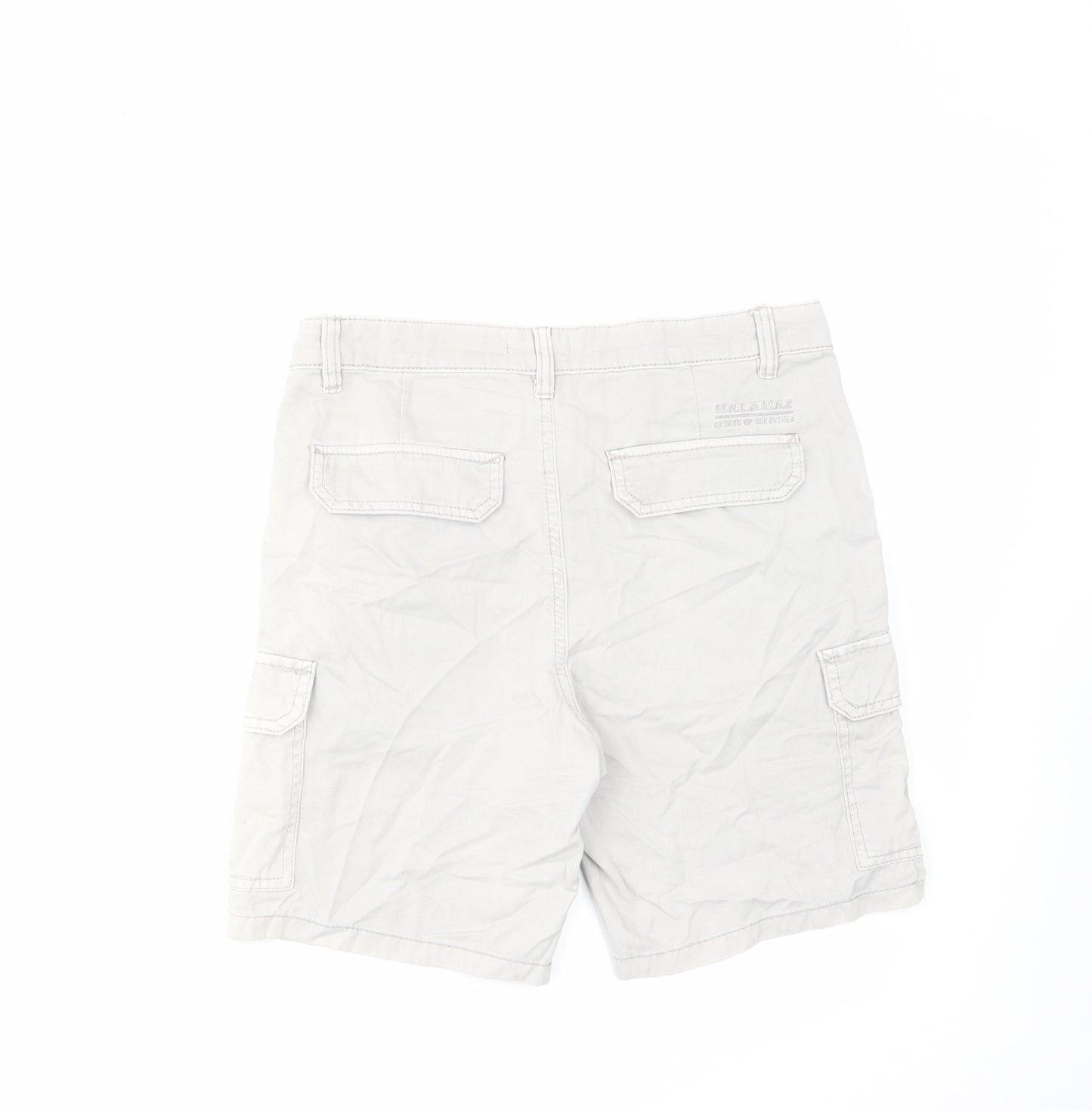 New Look Mens Grey Cotton Cargo Shorts Size 30 in L8 in Regular Zip