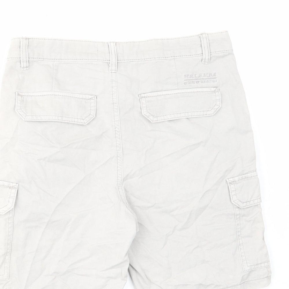 New Look Mens Grey Cotton Cargo Shorts Size 30 in L8 in Regular Zip