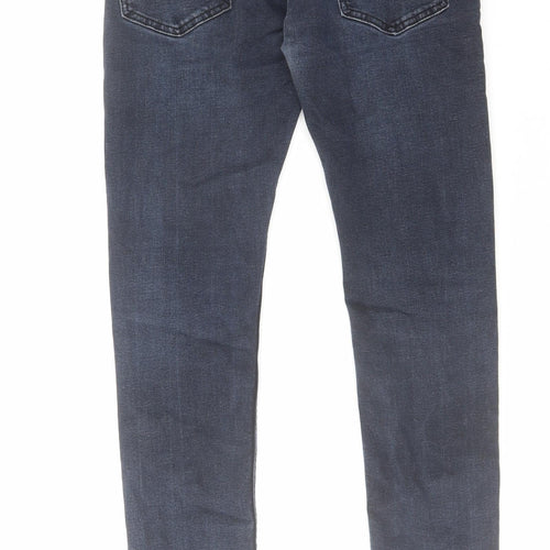 Topman Mens Blue Cotton Skinny Jeans Size 32 in L28 in Regular Button