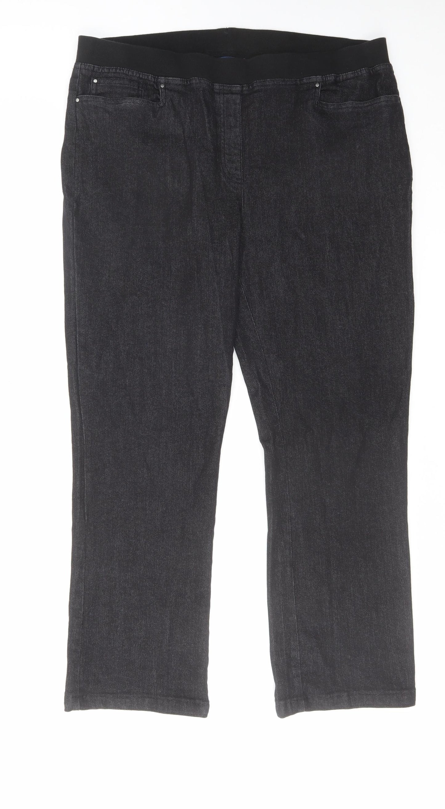 Cotton Traders Womens Black Cotton Straight Jeans Size 18 L29 in Regular