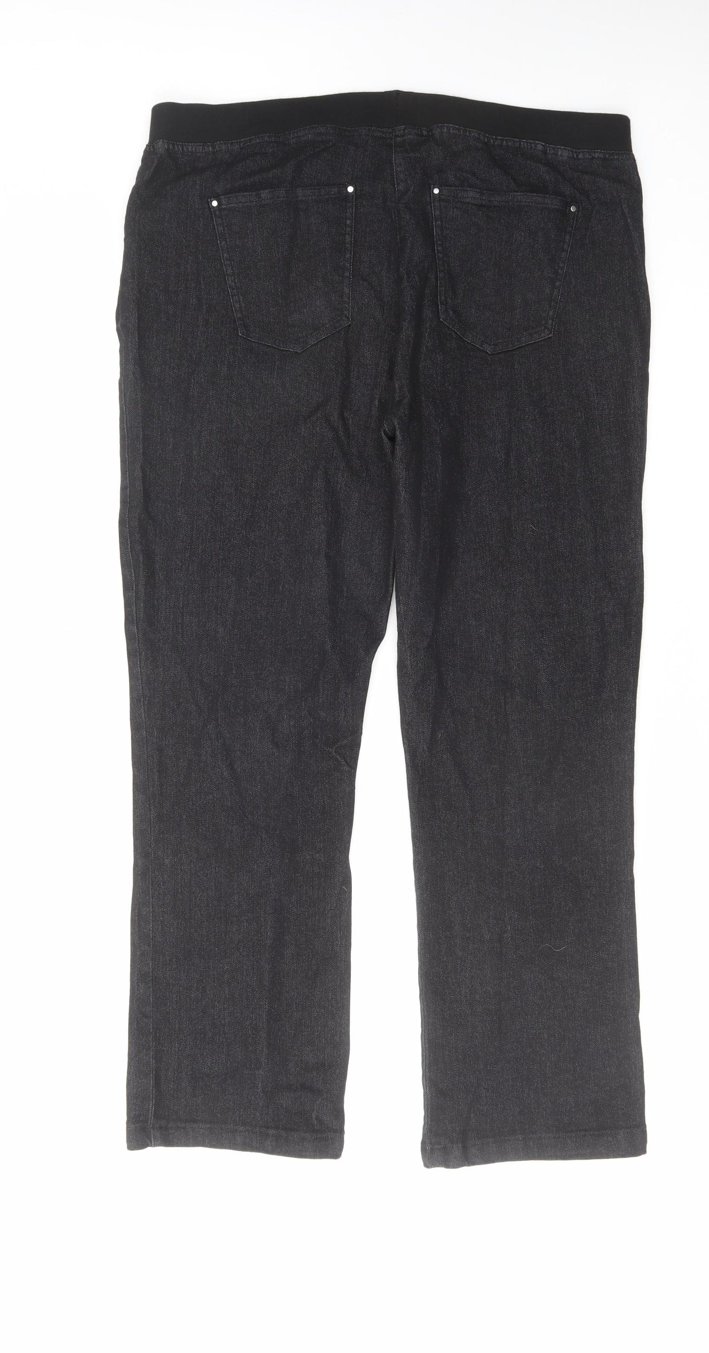 Cotton Traders Womens Black Cotton Straight Jeans Size 18 L29 in Regular