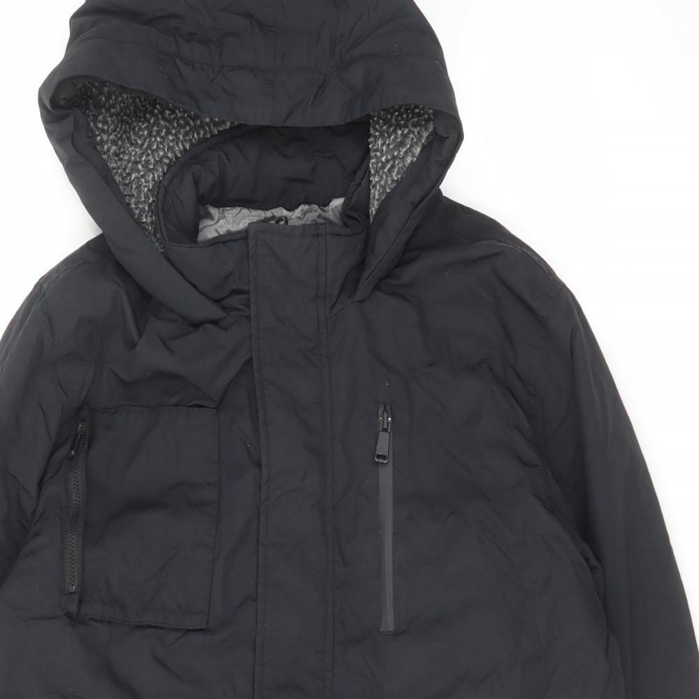 Marks and Spencer Boys Black Parka Jacket Size 14-15 Years Zip