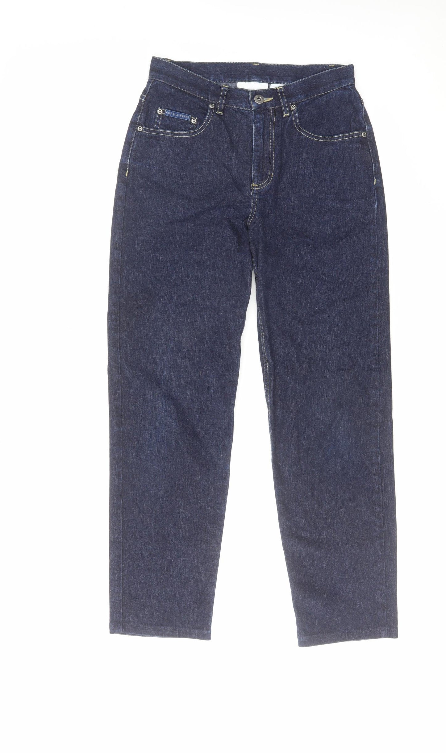 Liz Claiborne Womens Blue Cotton Straight Jeans Size 6 L26 in Regular Zip