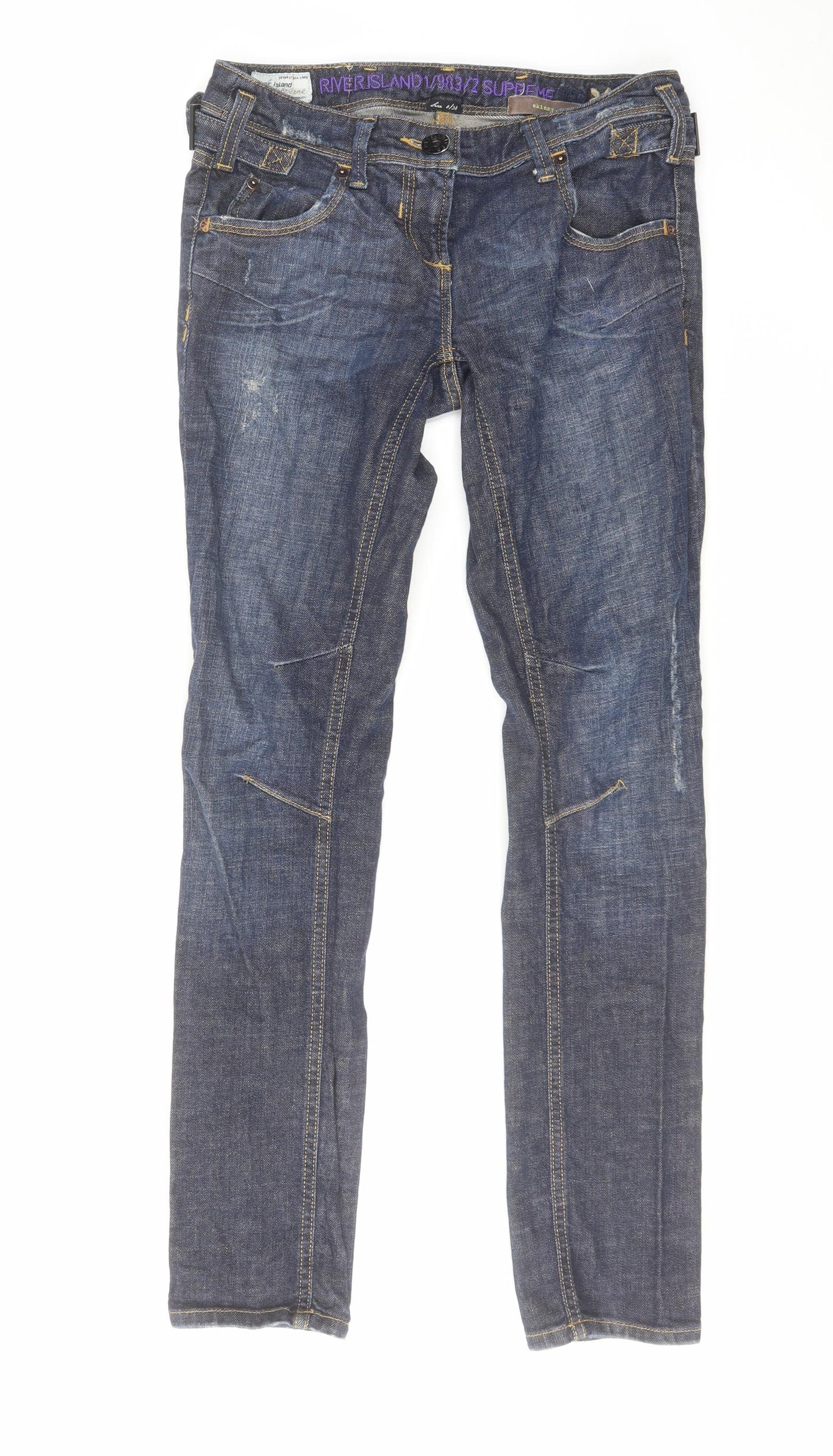 River Island Womens Blue Cotton Skinny Jeans Size 8 L30 in Regular Zip