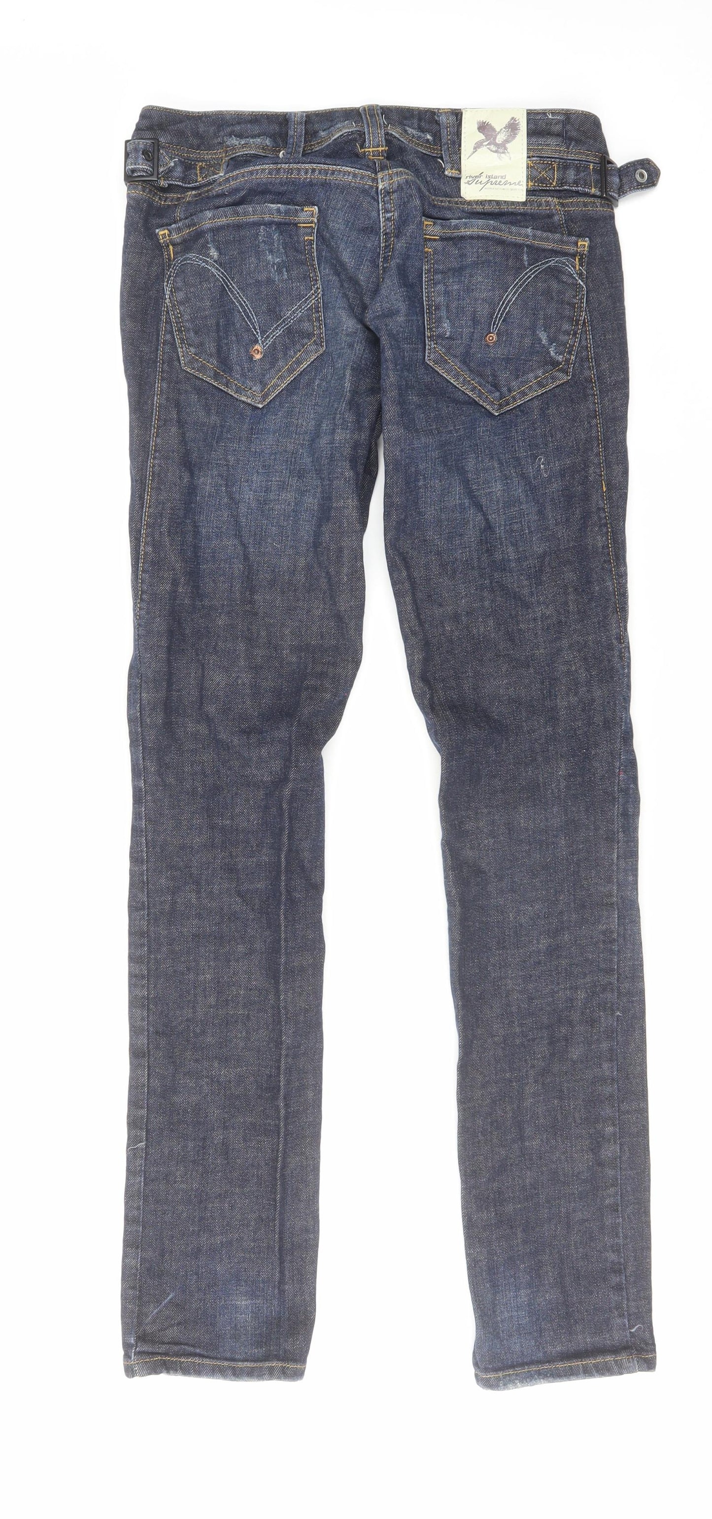 River Island Womens Blue Cotton Skinny Jeans Size 8 L30 in Regular Zip