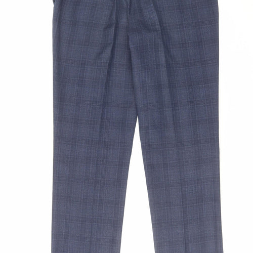 NEXT Mens Blue Check Polyester Dress Pants Trousers Size 32 in L33 in Regular Zip