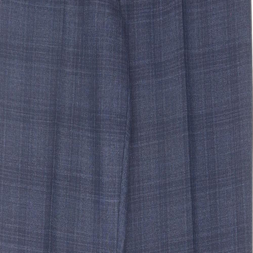 NEXT Mens Blue Check Polyester Dress Pants Trousers Size 32 in L33 in Regular Zip