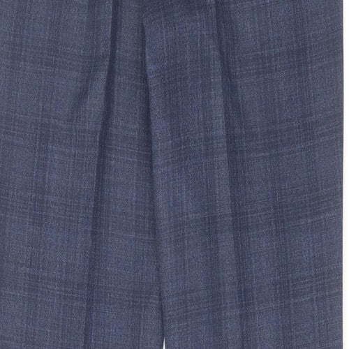 NEXT Mens Blue Check Polyester Dress Pants Trousers Size 32 in L33 in Regular Zip