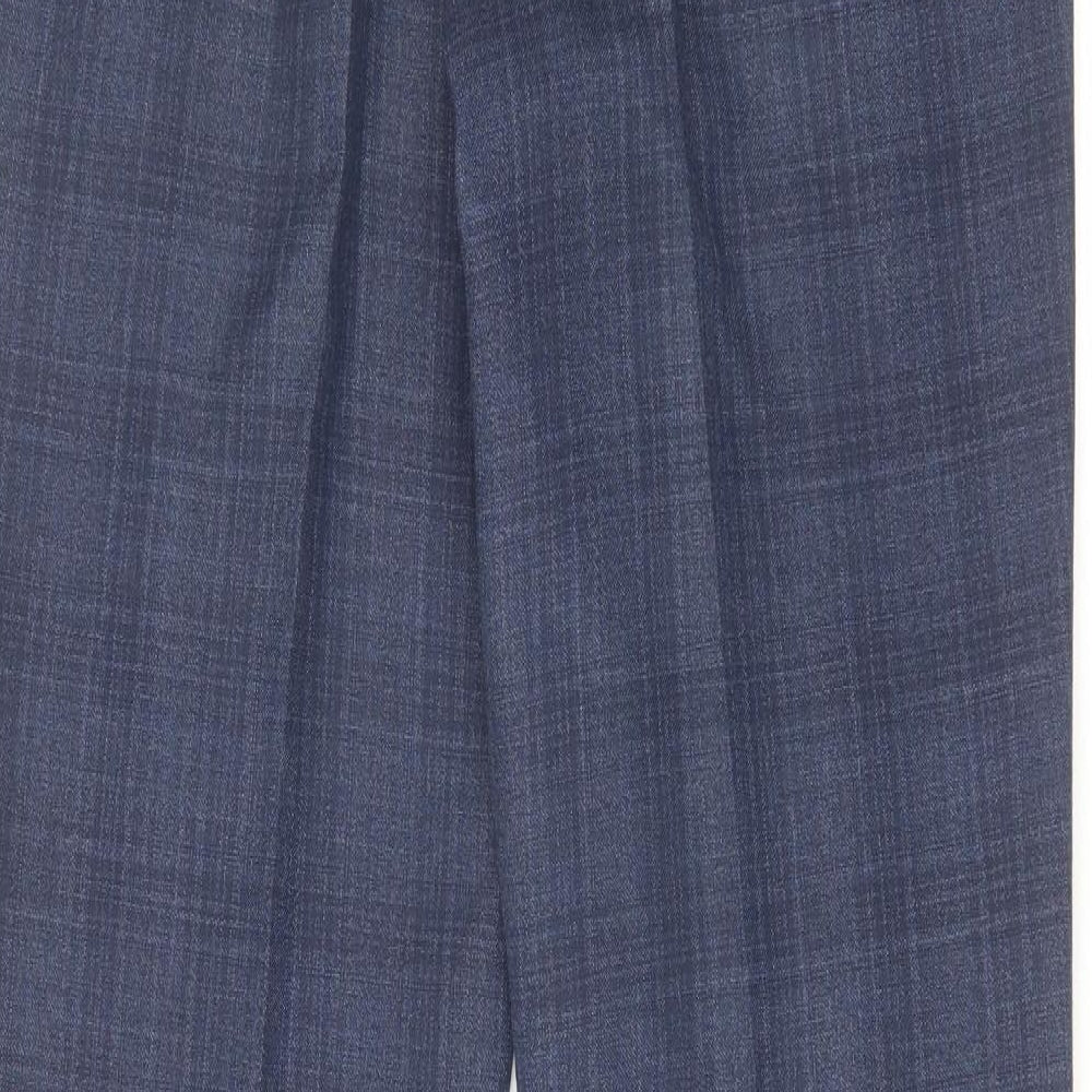 NEXT Mens Blue Check Polyester Dress Pants Trousers Size 32 in L33 in Regular Zip