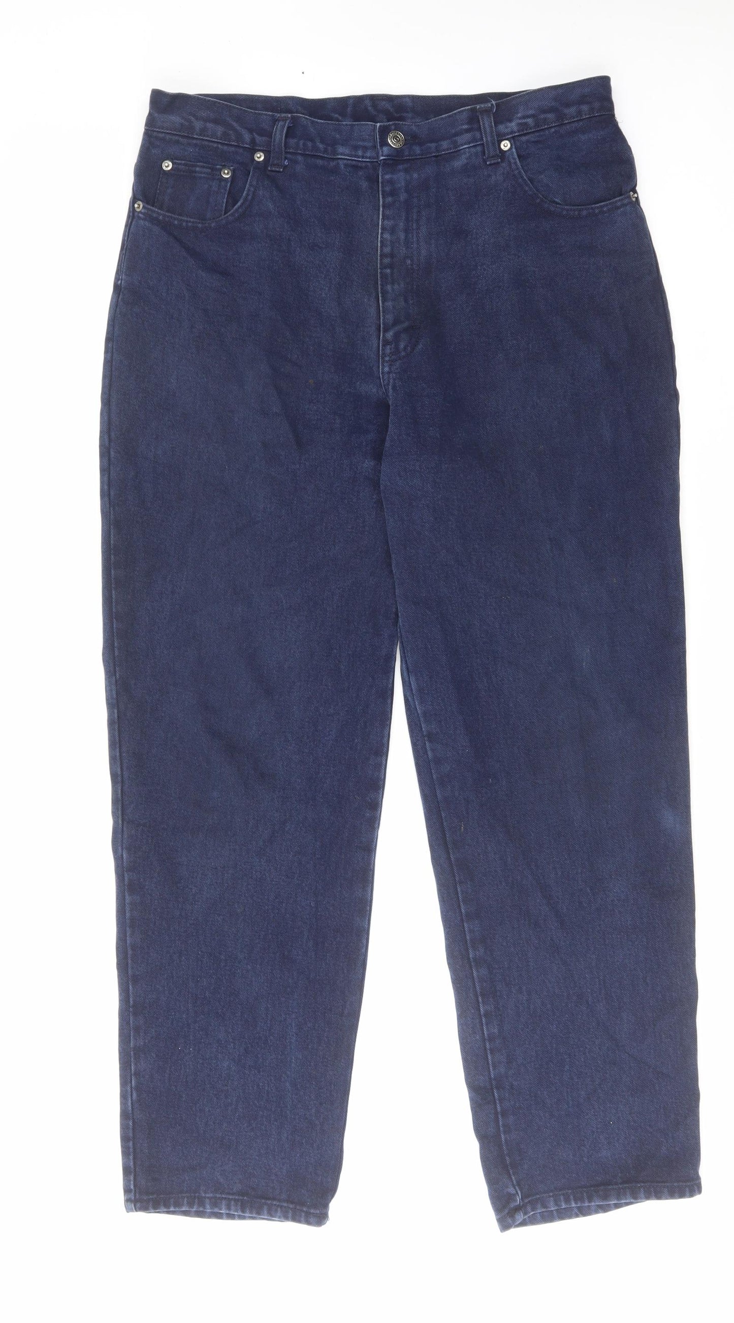 Giorgio Mens Blue Cotton Straight Jeans Size 36 in L29 in Regular Zip