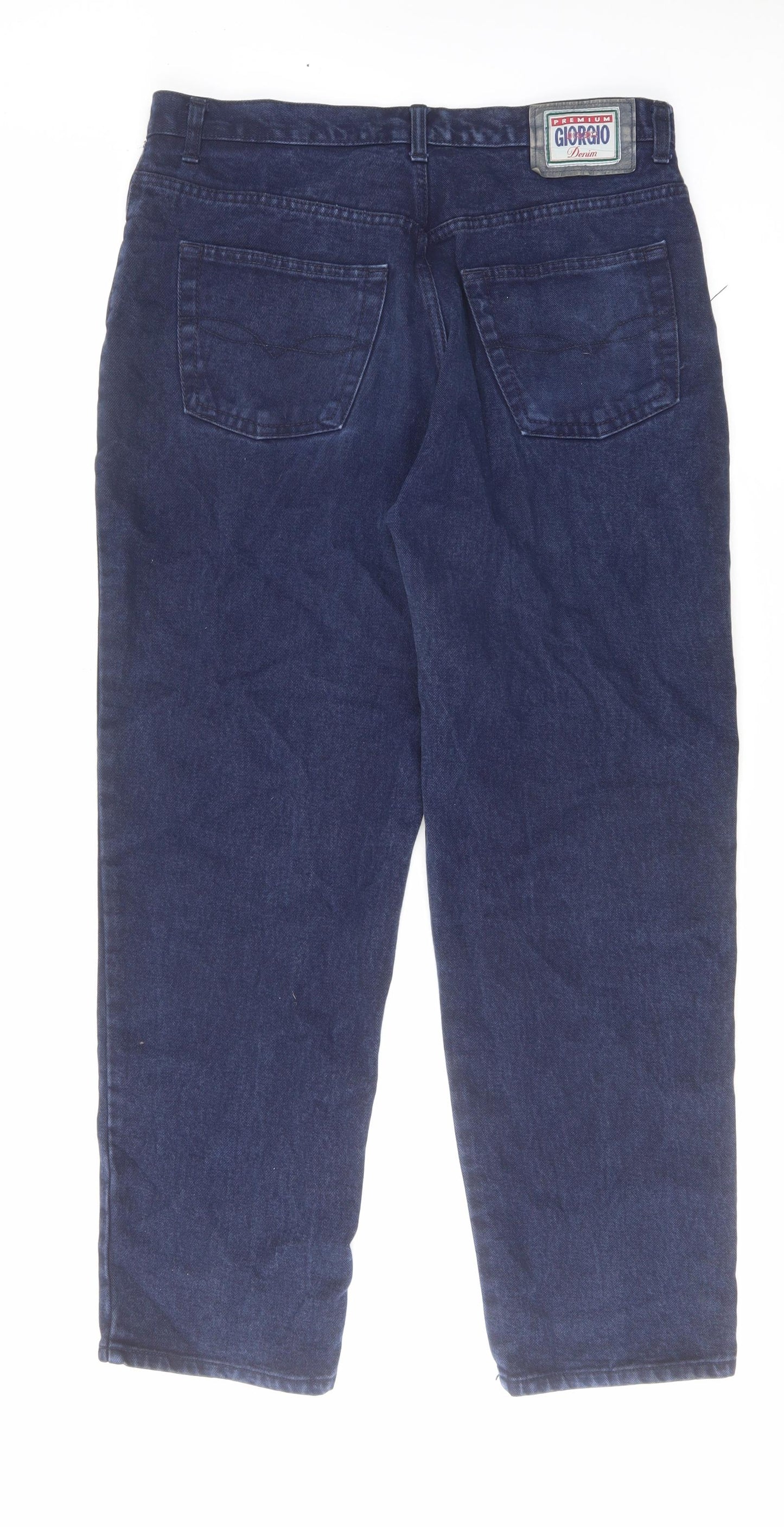 Giorgio Mens Blue Cotton Straight Jeans Size 36 in L29 in Regular Zip