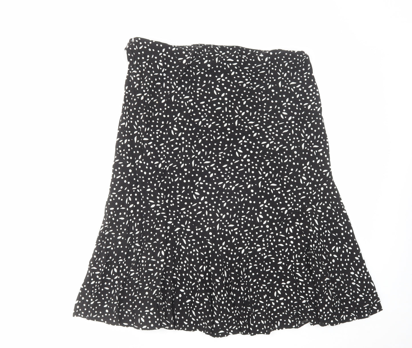 Bonmarché Womens Black Geometric Viscose Swing Skirt Size 16
