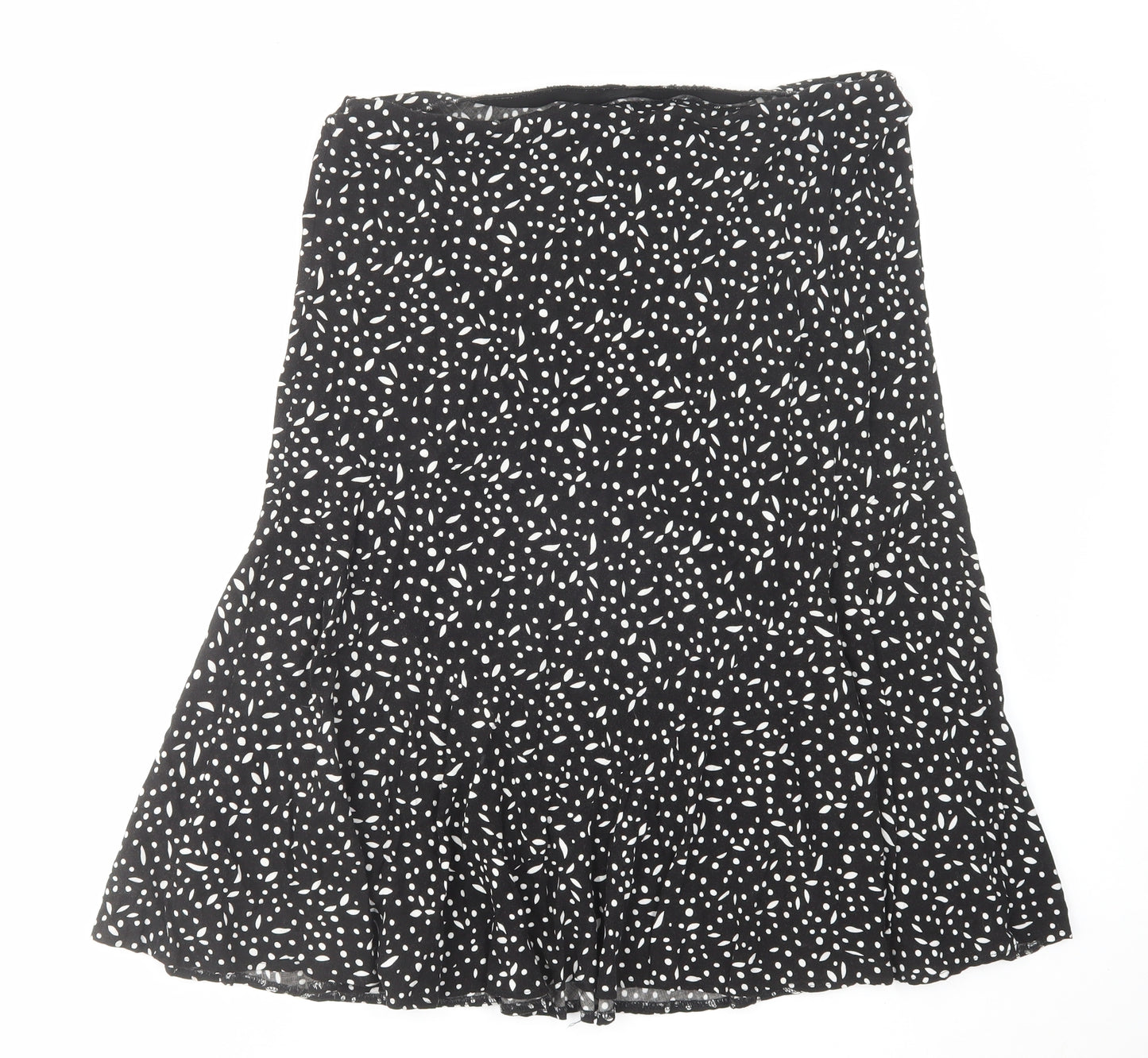 Bonmarché Womens Black Geometric Viscose Swing Skirt Size 16