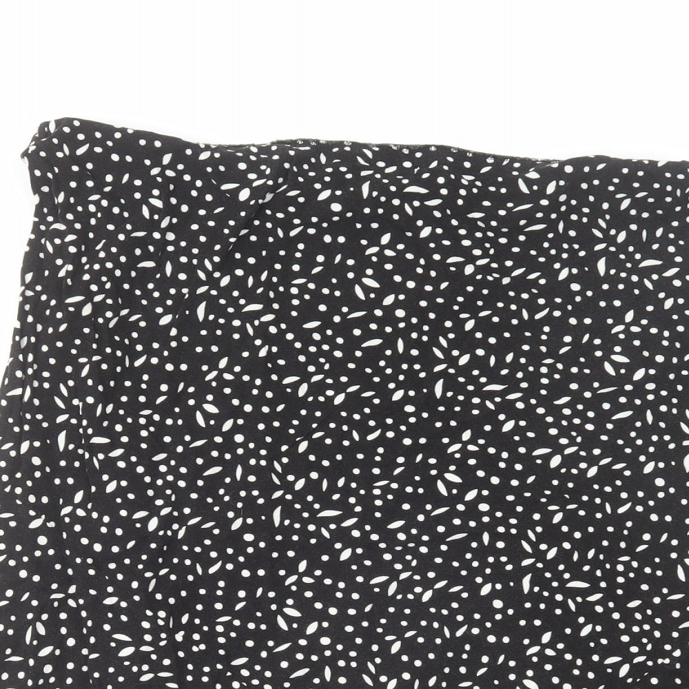 Bonmarché Womens Black Geometric Viscose Swing Skirt Size 16