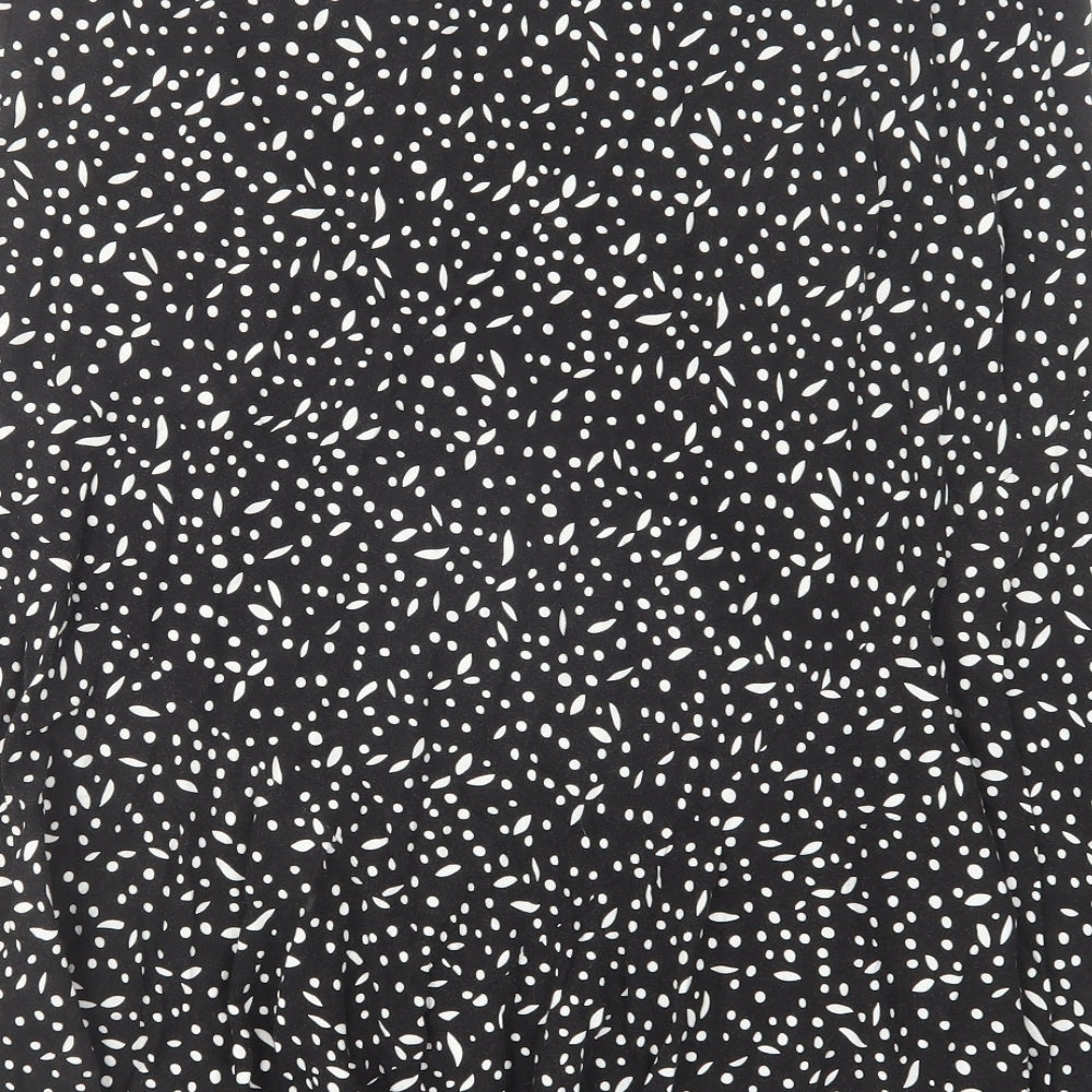 Bonmarché Womens Black Geometric Viscose Swing Skirt Size 16