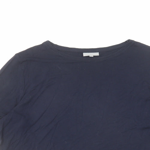 Oliver Bonas Womens Blue Viscose Basic T-Shirt Size 10 Boat Neck - Sleeve Detail