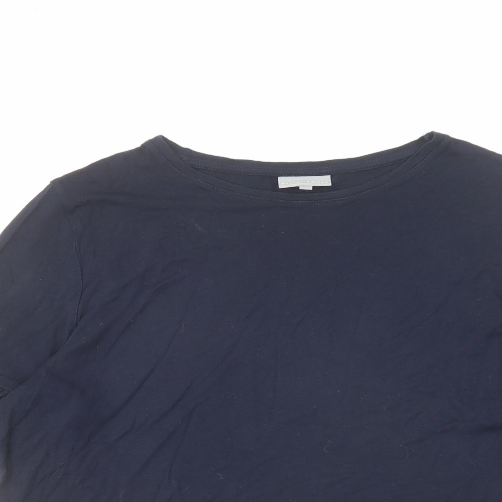 Oliver Bonas Womens Blue Viscose Basic T-Shirt Size 10 Boat Neck - Sleeve Detail
