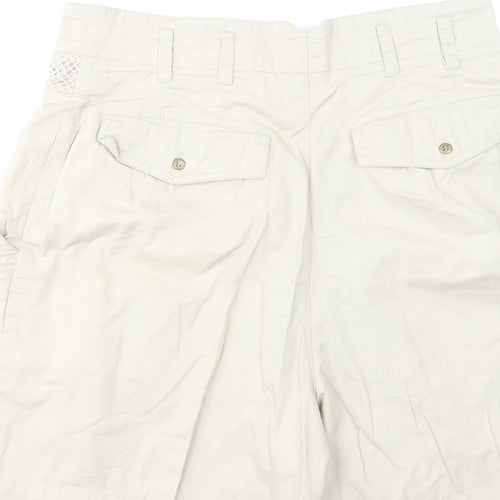 Together Womens Ivory Cotton Cargo Shorts Size 16 L7 in Regular Zip
