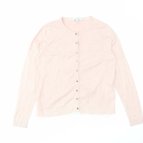 Boden Womens Pink Round Neck Cotton Cardigan Jumper Size M
