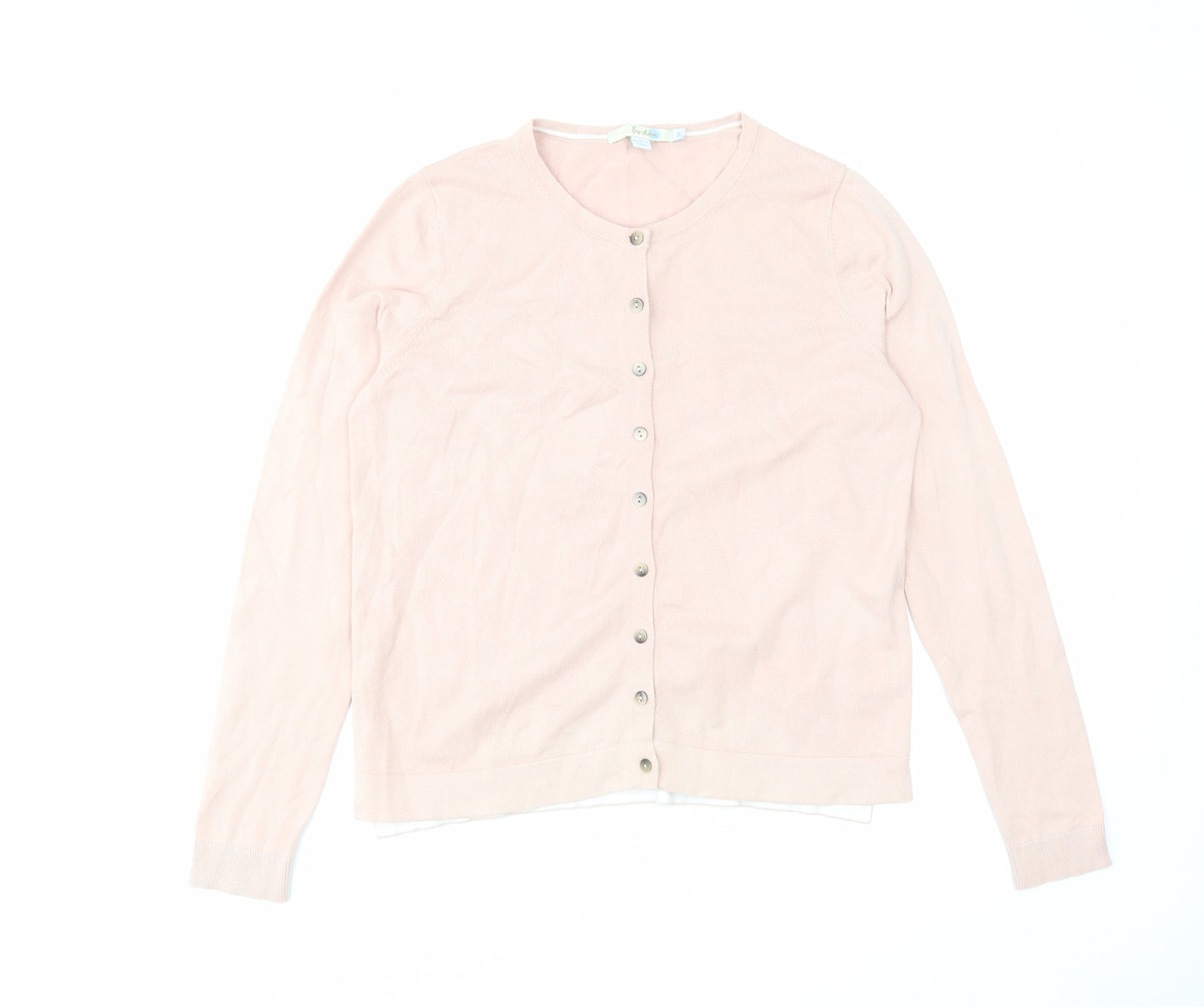 Boden Womens Pink Round Neck Cotton Cardigan Jumper Size M
