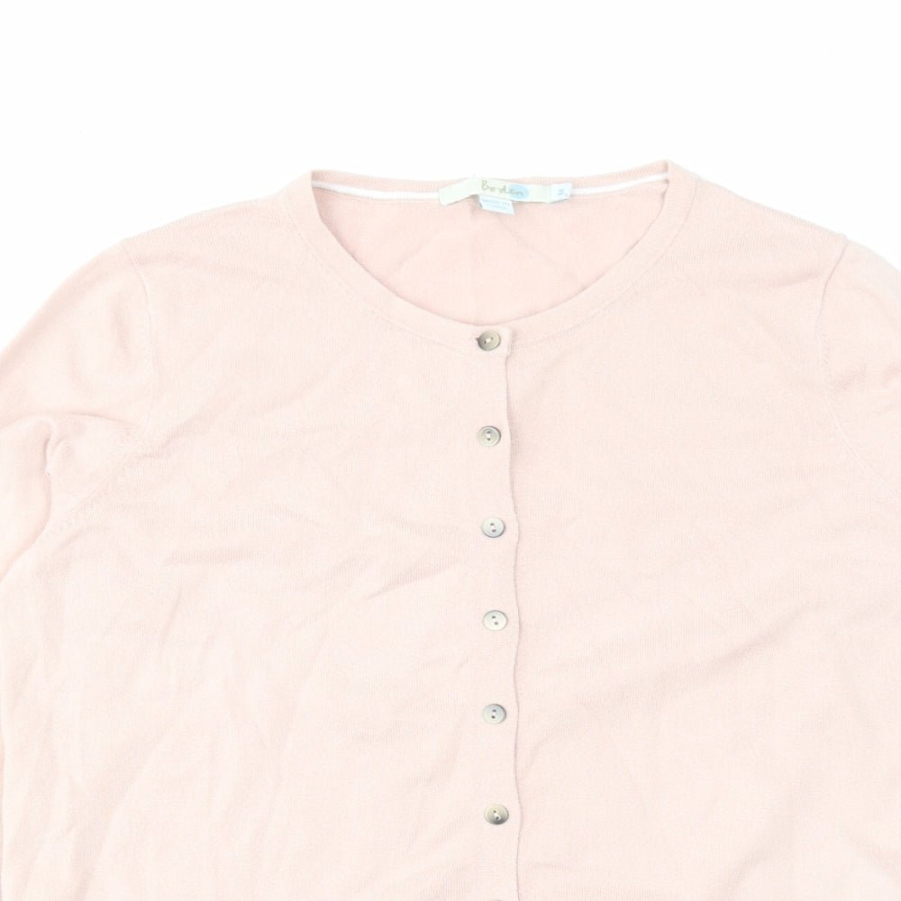 Boden Womens Pink Round Neck Cotton Cardigan Jumper Size M