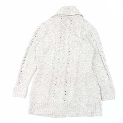 New Look Womens Grey V-Neck Acrylic Cardigan Jumper Size 14