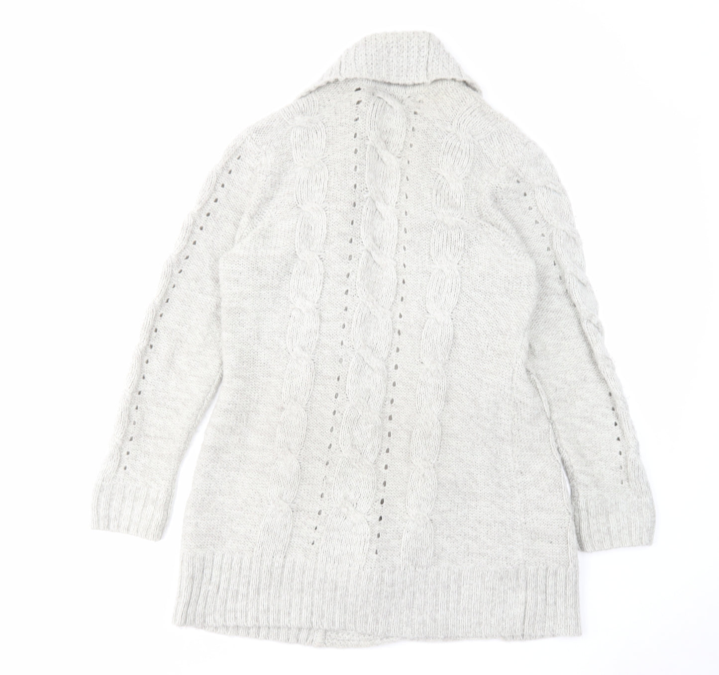 New Look Womens Grey V-Neck Acrylic Cardigan Jumper Size 14