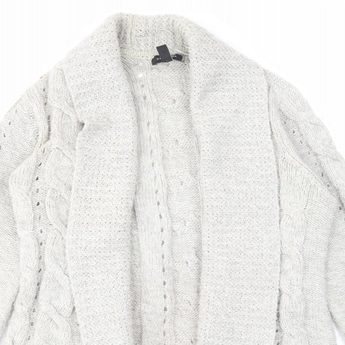 New Look Womens Grey V-Neck Acrylic Cardigan Jumper Size 14