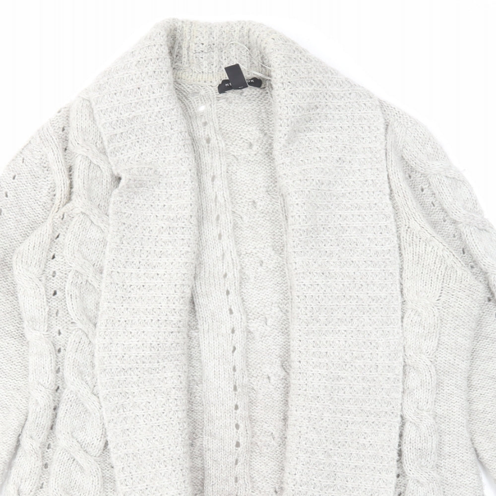 New Look Womens Grey V-Neck Acrylic Cardigan Jumper Size 14