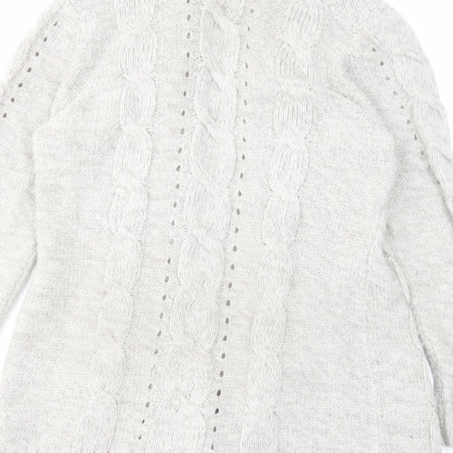 New Look Womens Grey V-Neck Acrylic Cardigan Jumper Size 14