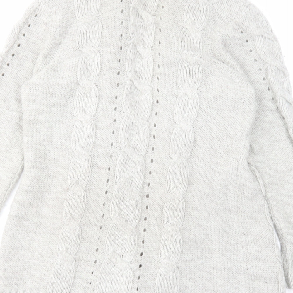 New Look Womens Grey V-Neck Acrylic Cardigan Jumper Size 14