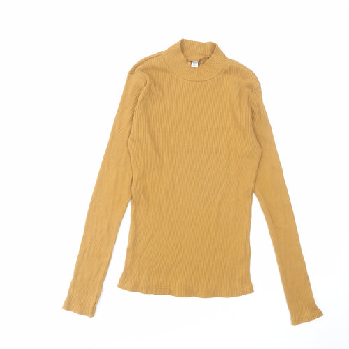 Uniqlo Womens Yellow High Neck Cotton Pullover Jumper Size XS