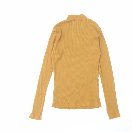 Uniqlo Womens Yellow High Neck Cotton Pullover Jumper Size XS