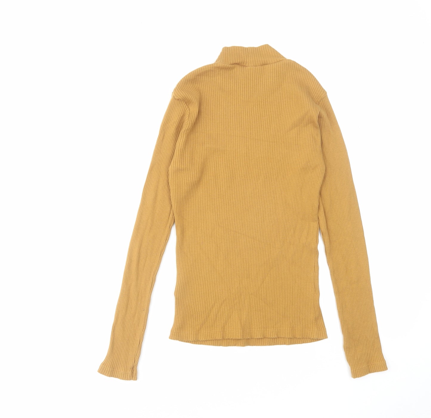 Uniqlo Womens Yellow High Neck Cotton Pullover Jumper Size XS