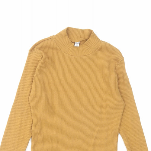 Uniqlo Womens Yellow High Neck Cotton Pullover Jumper Size XS