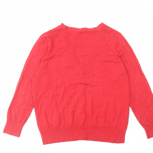 BHS Womens Red V-Neck Cotton Cardigan Jumper Size 22